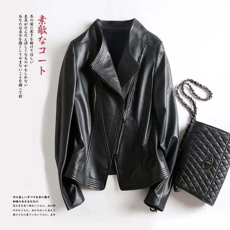 short sleeve leather jacket womens
