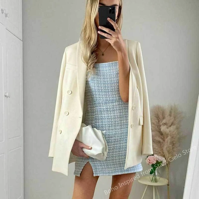 Boho Inspired fashion tweed TEXTURED MINI DRESS 2021 fall winter