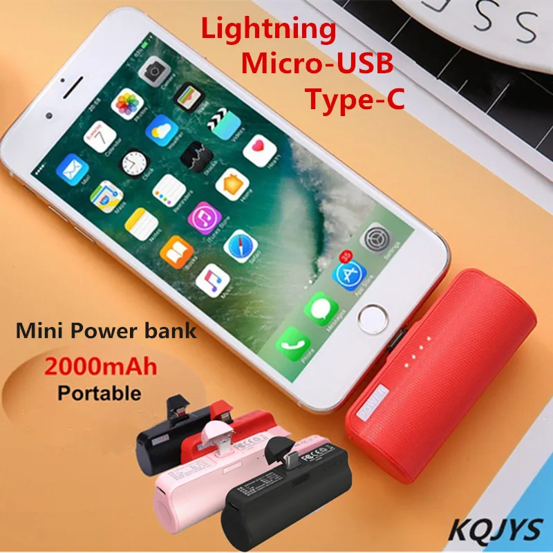 

KQJYS 2000mAh Portable Mini Mobile Power Phone Charging Case External Battery Quick Charge for iPhone Xiaomi Samsung VIVO Huawei