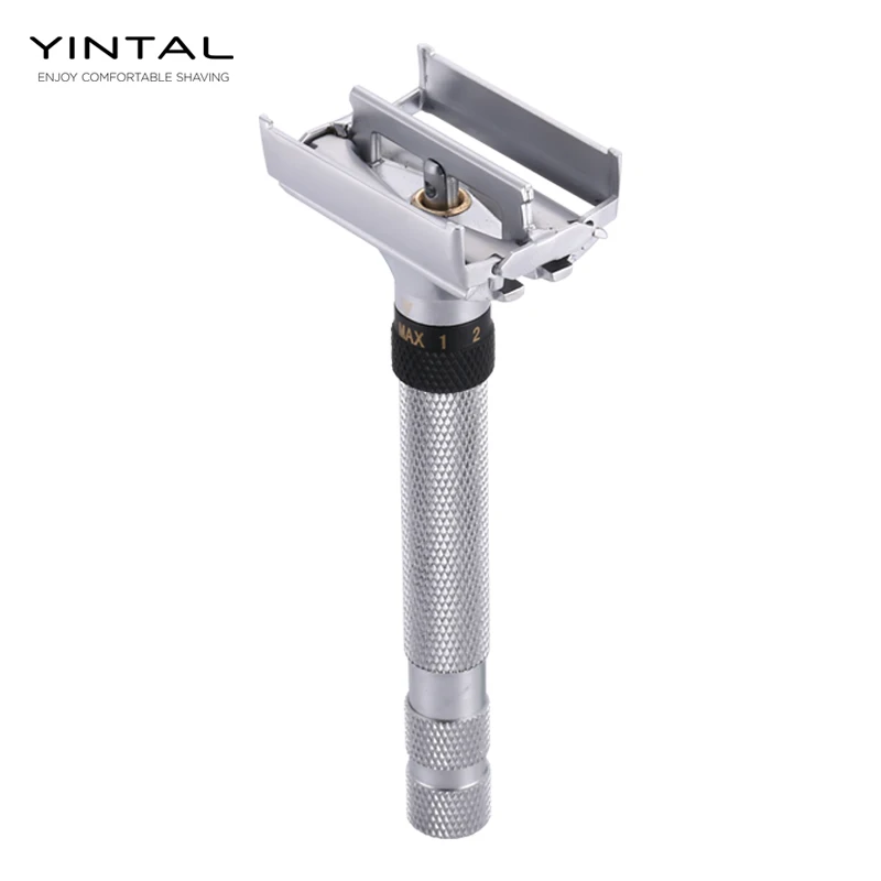 

YINTAL NEW Fashion Color Razor Butterfly Open Adjustable Safety Classic Razors Men's Shaving Barber Long Handle Shaver