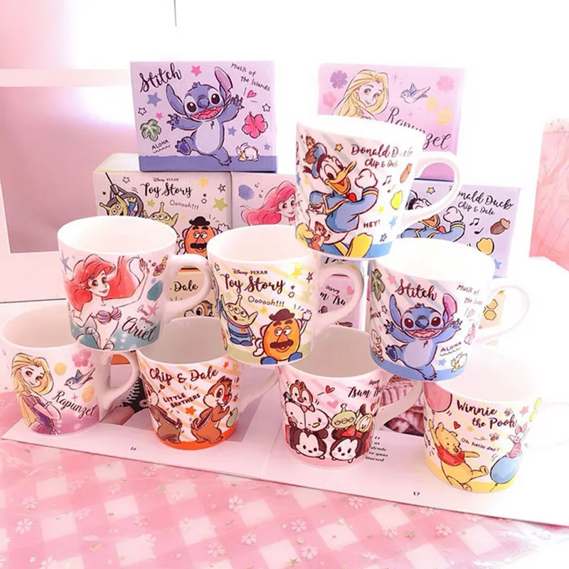 270ml Disney Mickey point sirène dessin animé tasse en céramique avec poignée thé café eau tasse maison bureau tasses Collection tasse cadeaux