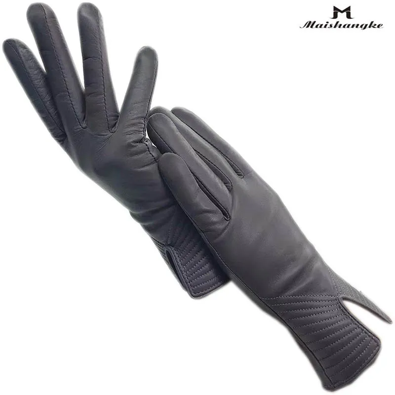 Leather Gloves Grey Sheepskin Gloves Fleece Gloves Gloves Mittens