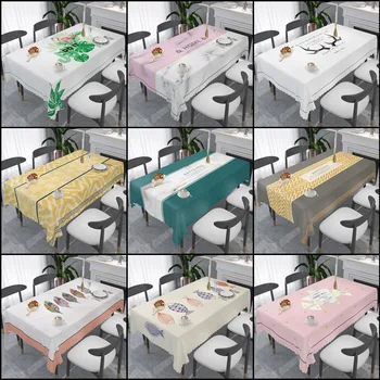 

Hot Sale!! Nordic Style Plaid Printed PVC Waterproof and Oil Proof Tablecloth