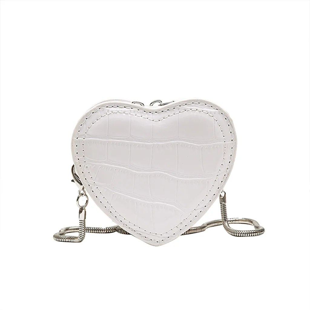 Женские кошельки, мини кожаные кошельки в форме сердца, сумка-муфта сцепления, цепочка ручки, кошельки для монет, сумка на плечо, bolsa feminina - Цвет: White