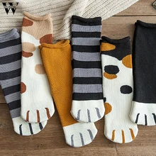 Womail/женские зимние теплые бархатные домашние носки для сна с рисунком лапы носки-тапочки 6 пар в упаковке