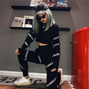 

2 Piece Set Women 2019 Fall Ribbon Long Sleeve High Collar Sweat Suits Women Top and Pants Sportswear Autumn Ladies Tracksuits