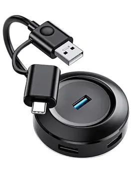 

High-speed USB3.0 HUB Smart Converter USB3.0 + Type-C3.0 Hub HUB Adapter Four-port USB Expansion Drives Office Tools