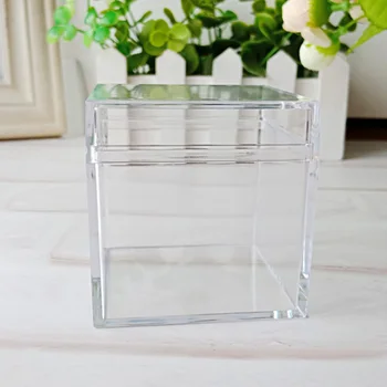 

12PCS 5CM Hollow Cube Transparent Plastic Candy Box Imitate Crystal Box Gift Boxes A Bag Package Candy Christmas
