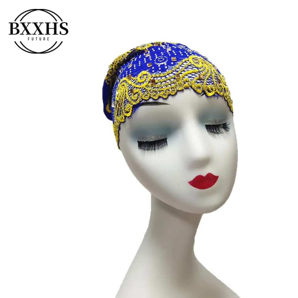

New Woman Hijabs Big Rhinestone Turban Head Cap Hat Beanie Ladies Hair Accessories Muslim Scarf Cap Hair Loss 12 Colors