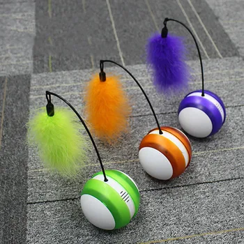 

Electric Irregular Rolling Timing Sound Luminous Tumbler Turkey Feather Interactive Funny Cat Toy