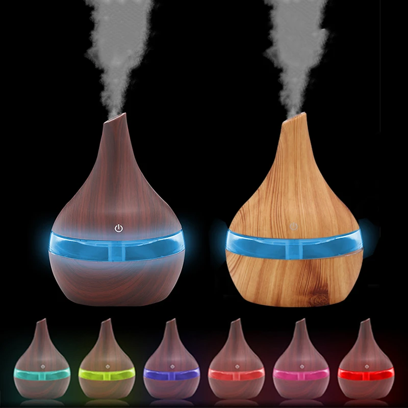 

Humidifier Essential Aroma Oil Diffuser Ultrasonic Wood Grain Air Humidifier diffuser USB Mini Mist Maker LED Light air humidifi