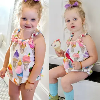 

Infant Toddler Baby Girl Romper Ice Cream Bodysuit Jumpsuit One-Piece Outfit