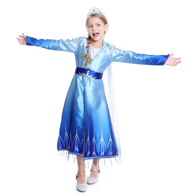 Новинка; платье Эльзы для девочек; костюмы Снежной Королевы для костюмированной вечеринки; детское платье принцессы; Disfraz Carnaval vestido de festa infantil Congelados
