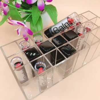 

Acrylic Lip Gloss Container 24 Lattices Lipstick Organizer Makeup Nail Polish Storage Box Cosmetics Display Rack Lipstick Holder