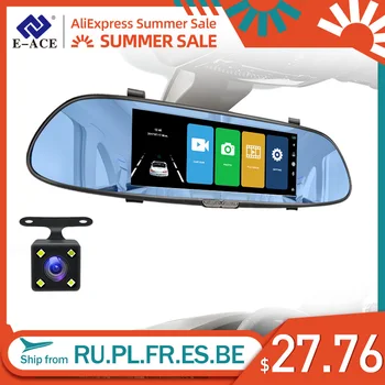 

E-ACE Car Dvr Mirror Video Recorder 7.0 Inch Touch Screen Dash Camera Dual Lens with Rear View Camera Auto Registrator Dash Cam