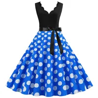 Women Retro Summer Dresses 50s 60s Sleeveless V-neck Polka Dot Bow Ball Grown Party Sundress Robe Vestidos - Image 5
