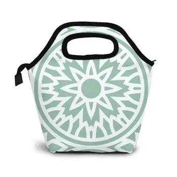 

Round Mandala Seamless Pattern Lunch Bag Boxes Bags Portable Insulated Picnic Food Box for Women Men