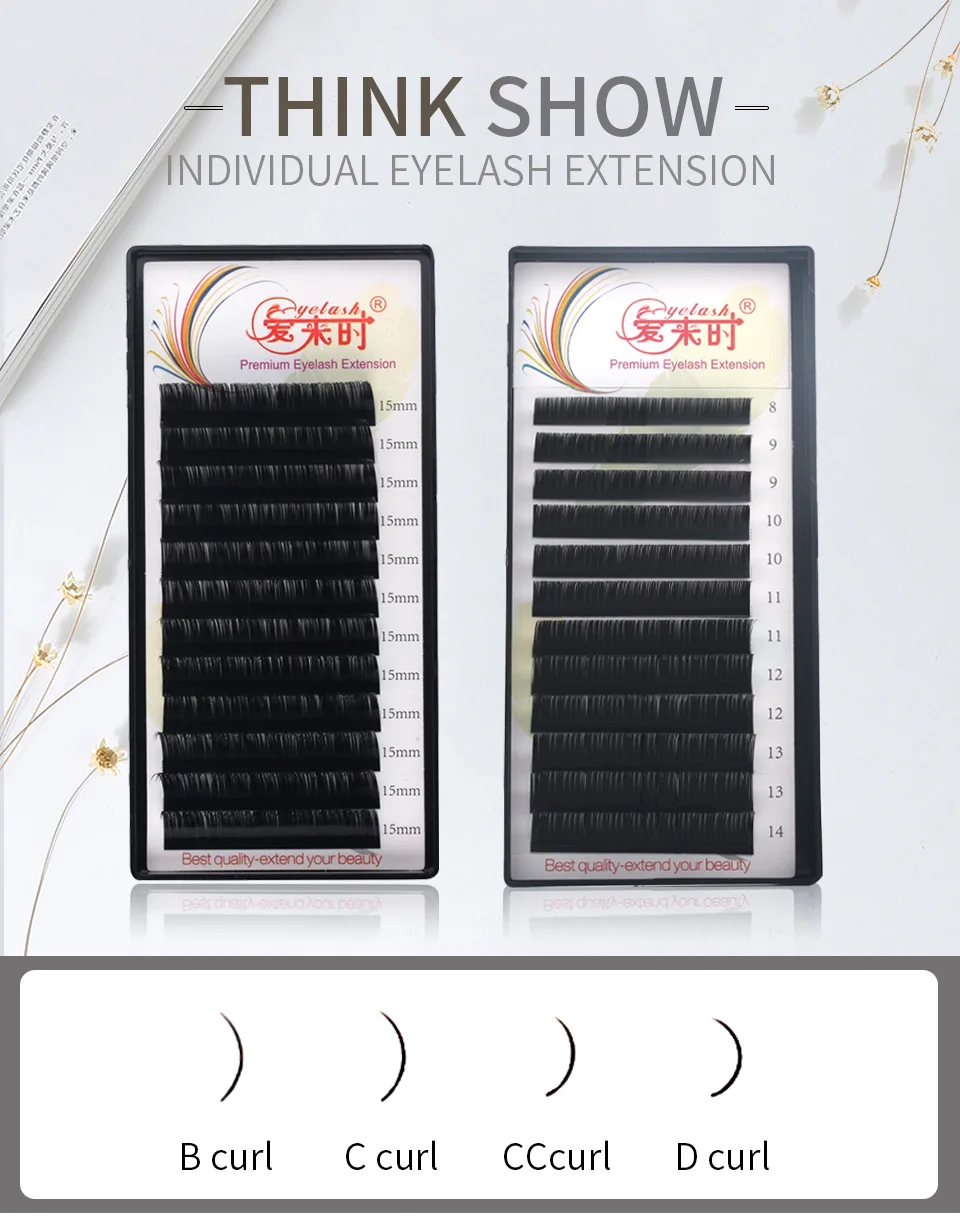 Thinkshow Individual Lash 100% Handmade 3D Volume Eyelash Extension Natural Long Korea Silk Mink Individual False Eye lashes