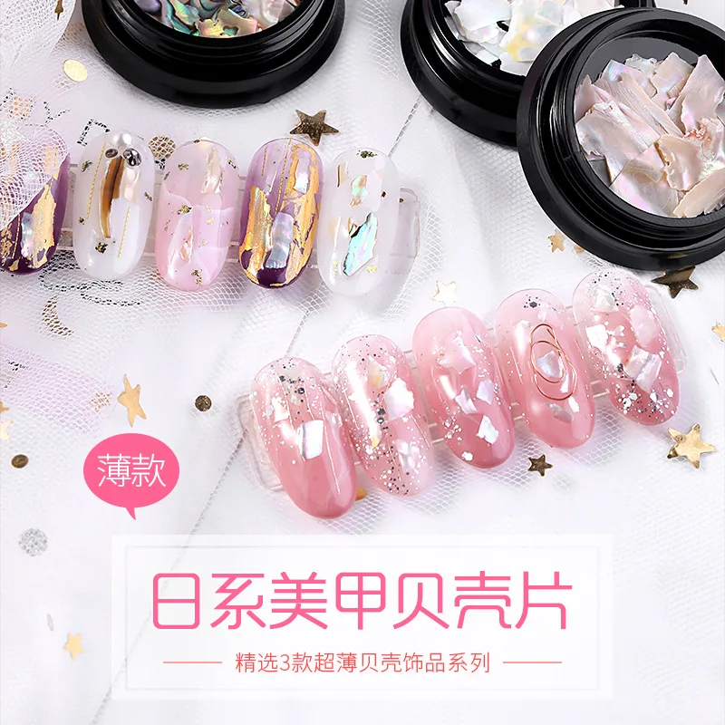 

1Box Nail Decorations 3D Shiny Abalone Pearl Shell Slice Flake Nail Art Stones Charms Spangles Tips Manicure Accessories