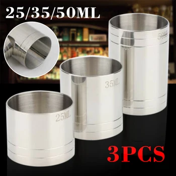 

3Pcs 25ML/35ML/50ML Measure Cups Stainless Steel Bar Wine Measure Cup For Coffee Bar Home Supplies Accscories