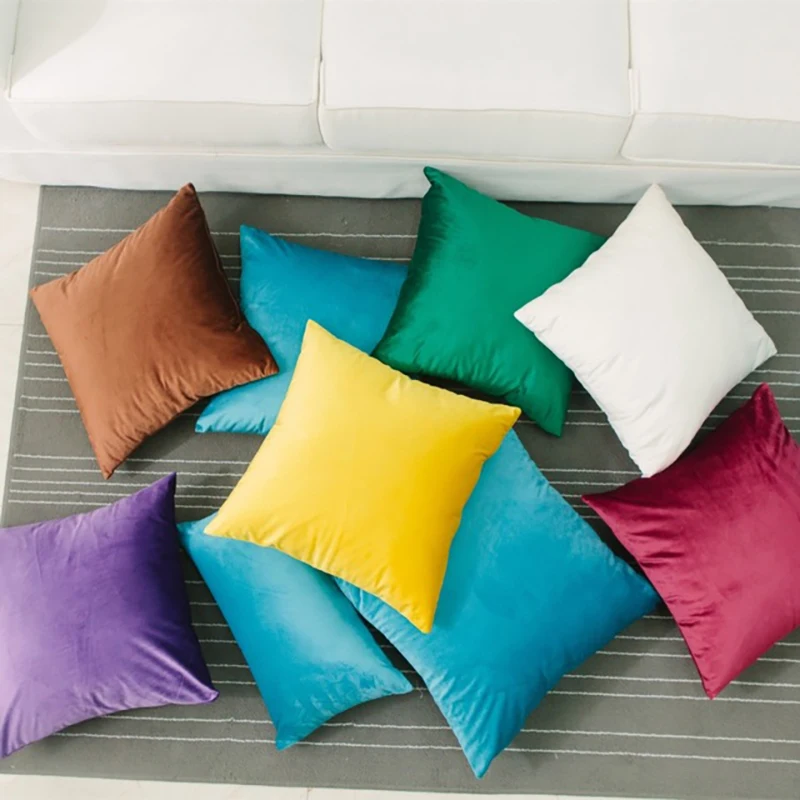 Nordic Style Velvet Pillowcase Simple Solid Throw Cushion Covers Square Pillow Cover for Bedroom Sofa Living Room Decoration