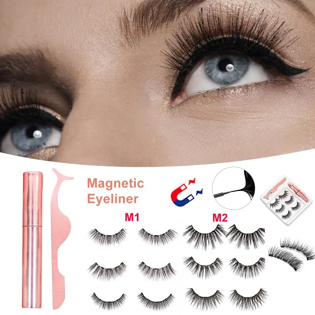 

3 Pairs Magnetic eyelashes magnets magnetic natural lashes Handmade 3D Magnetic Lashes Natural False Eyelashes Double Magnet