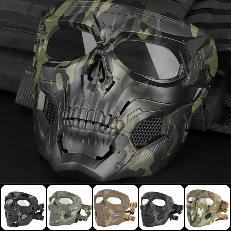 Details about   Black Full Face Tactical Mask Protective Breathable Skeleton Masks 