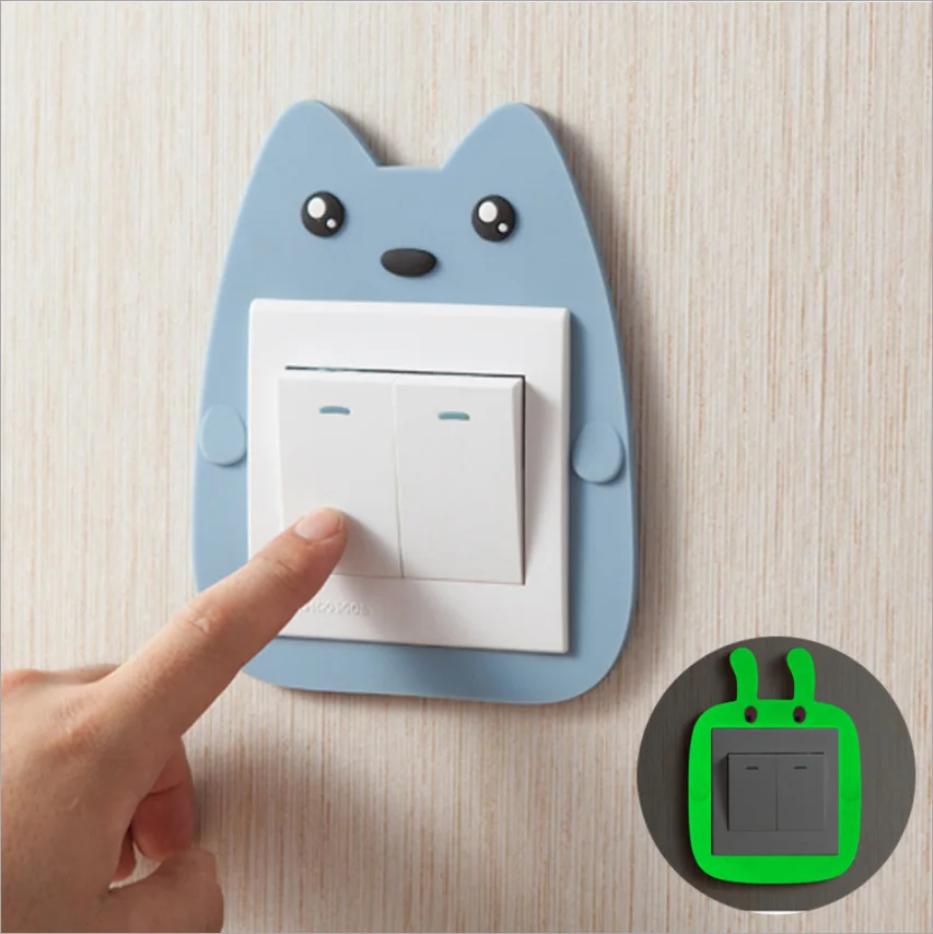 Children's room wall stickers light switch button decorations three-dimensional socket protection cartoon animals | Дом и сад