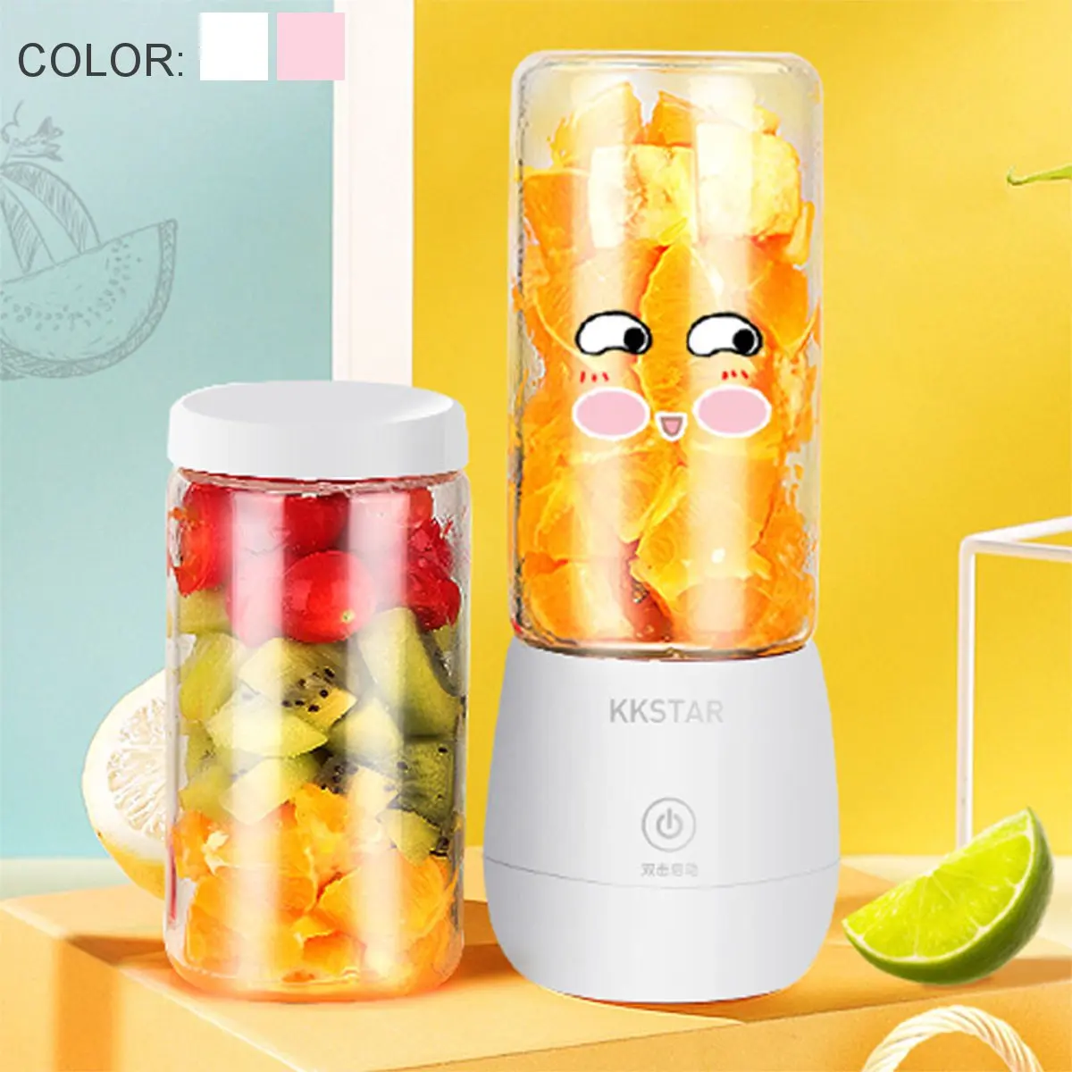 

450ML Portable Electric Juicer Automatic Double Cups Juice Smoothie Maker Fruits Vegetables Mixer Kitchen Tools Rechargeable