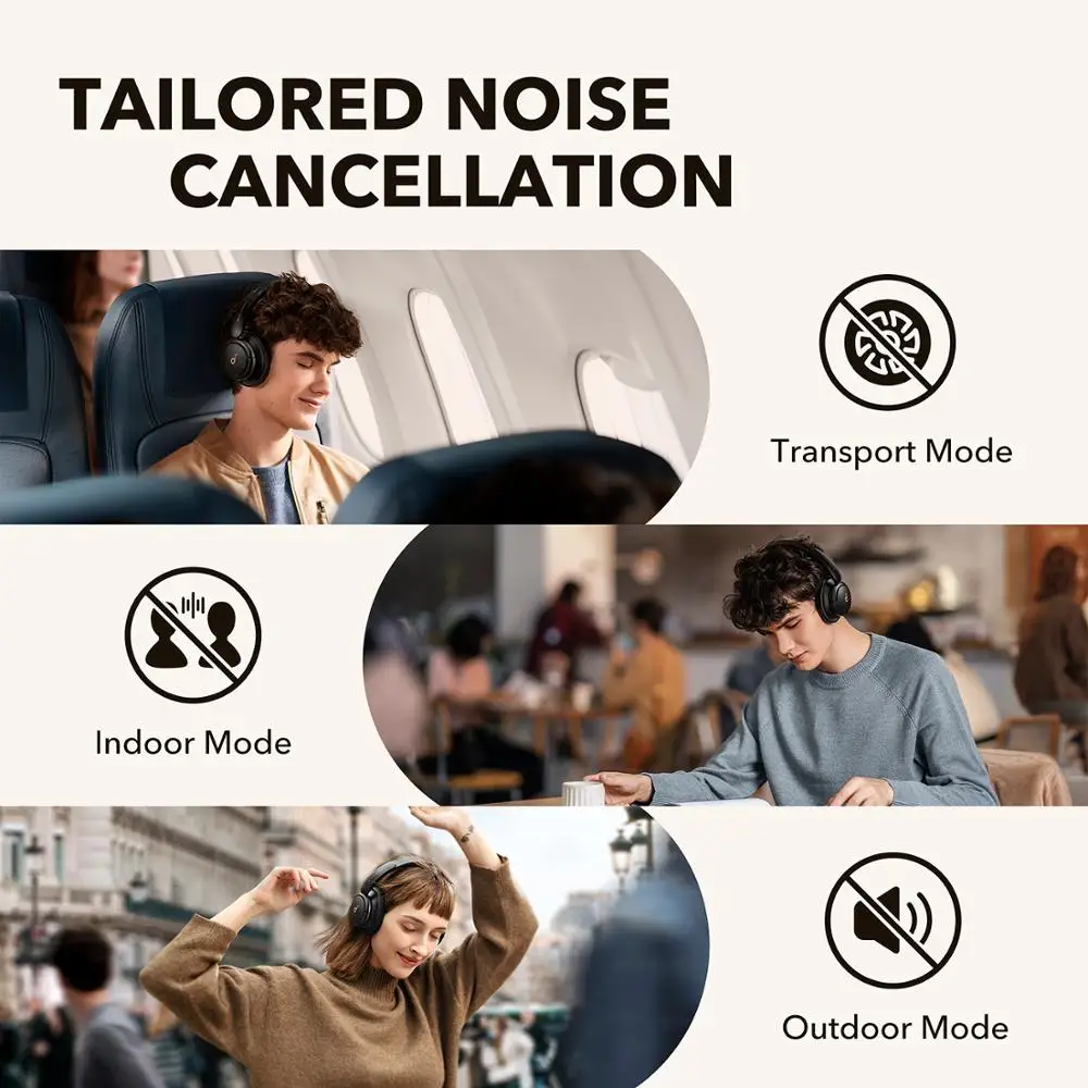 Múltiplos com Cancelamento de Ruído Horas de Som sem Recarregar. Som de Alta Soundcore Anker Life Headphones Modos Ativo Híbrido Resolução 40 by Q30 - Image 3