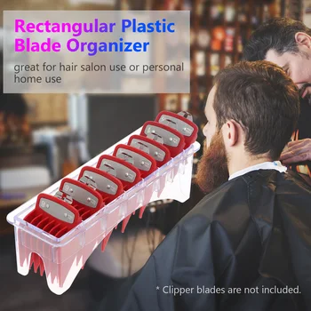 

1 PC Limit Guide Combs Box Rectangular Plastic Blade Organizer for 8 Blades Storage Case Rack Clipper Comb Holder