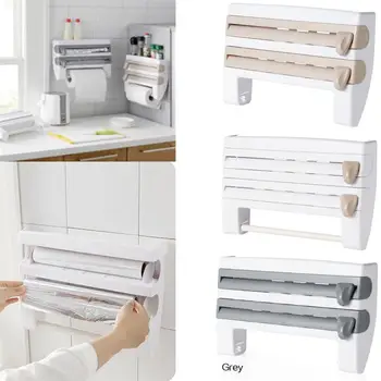

Multifunctional Film Sauce Bottle Kitchen Storage Rack Shelf Paper Dispenser Preservative Film Organizer Rack Kitchen Accessory