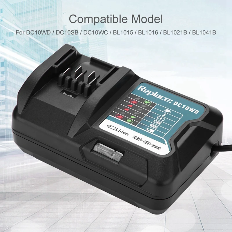 Hot Fast Lithium Battery Charger For Makita 10.8V 12V Dc10Wd / Dc10Sb / Dc10Wc / Bl1015 / Bl1016 / Bl1021B / Bl1041B Led Charger