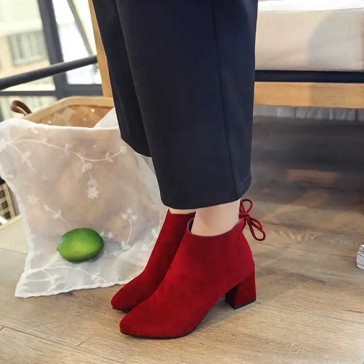 

Big Size 9 10 11 12 boots women shoes ankle boots for women ladies boots shoes woman winter Suede side zipper with thick heel