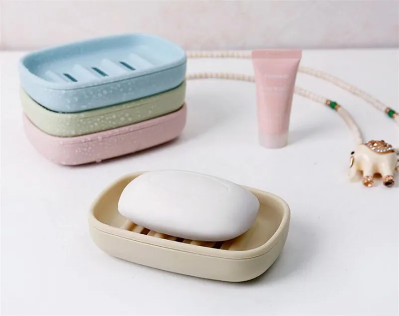 

Bathoom Non-slip Soap Box Plastic Soap Dish Bathroom Creative Double Draining Soap Box Holder 12.5*8.5*3cm