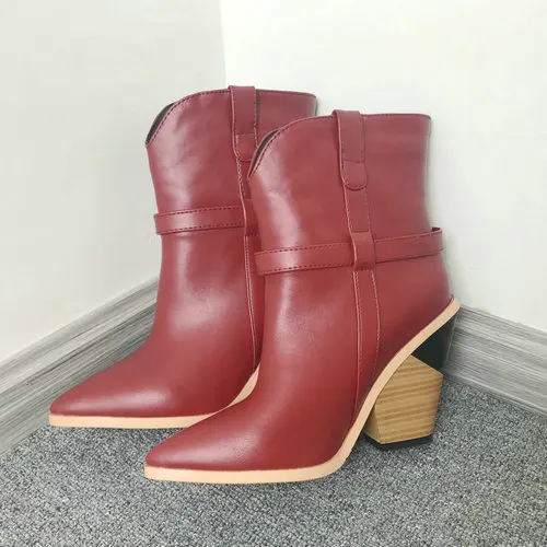 wine red Зимние ботильоны фирменного дизайна для женщин; ковбойские ботинки из искусственной кожи; ботинки на танкетке со змеиным принтом; Женская обувь в западном стиле; большие размеры - Цвет: wine red