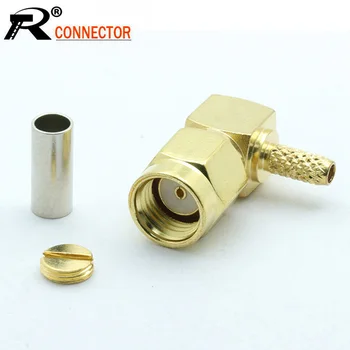 

10pcs/lot Gold Plated Right Angle RP-SMA Male RF Connector 90 Degree RP SMA Male Adapter for RF Coaxial Cable RG316 RG178