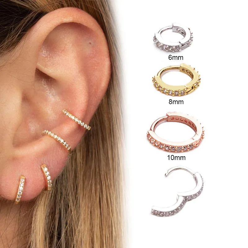 

Feelgood 1Pc 6mm to 10mm Cz Cartilage Huggie Hoop Earring Small Hoops Helix Tragus Rook Daith Snug Piercing Jewelry