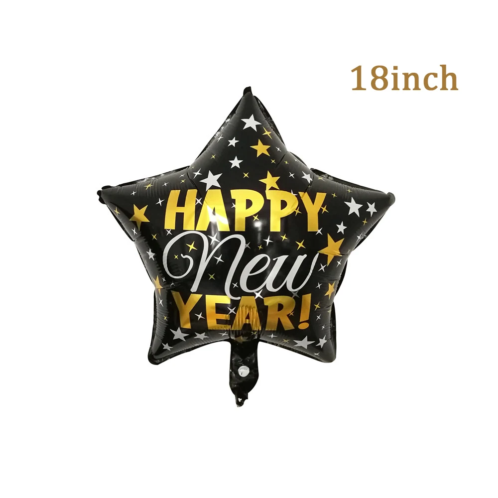 Foil Balloon Happy New Year Banner Star Round Balloon Home Party Confetti Latex Balloons Decoration New Year Decor Supplies - Цвет: 1Pcs