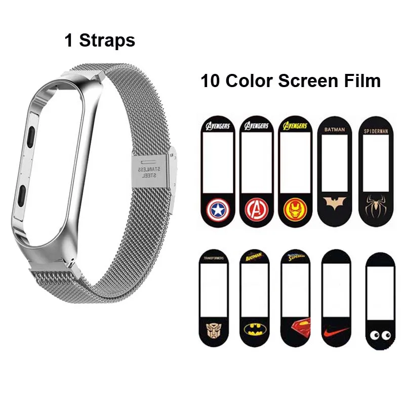 Для Xiaomi mi Band 4 браслет ремешок mi band 4 напульсник Защитная пленка для экрана - Цвет: Style 2-Silver-C