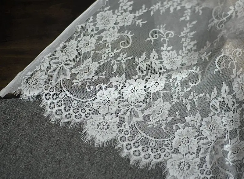 3meter Eyelash Lace Fabric DIY Decorative Soft Off Nylon Eyelash Lace Trim Wedding Dress Fabric