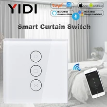 WiFi Electric Smart Curtain Switch Tuya APP Voice Remote Control Touch Switch for Automized Curtain Motor Blind Roller Shutter