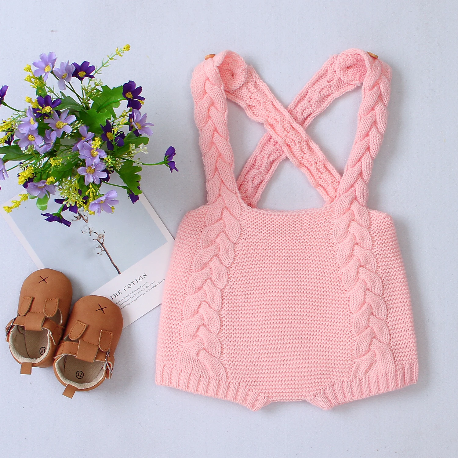 Newborn Baby Bodysuits Spring Autumn Solid Knitted Newborn Boys Body Tops Onesie Winter Toddler Infant Suspender Jumpsuit Outfit