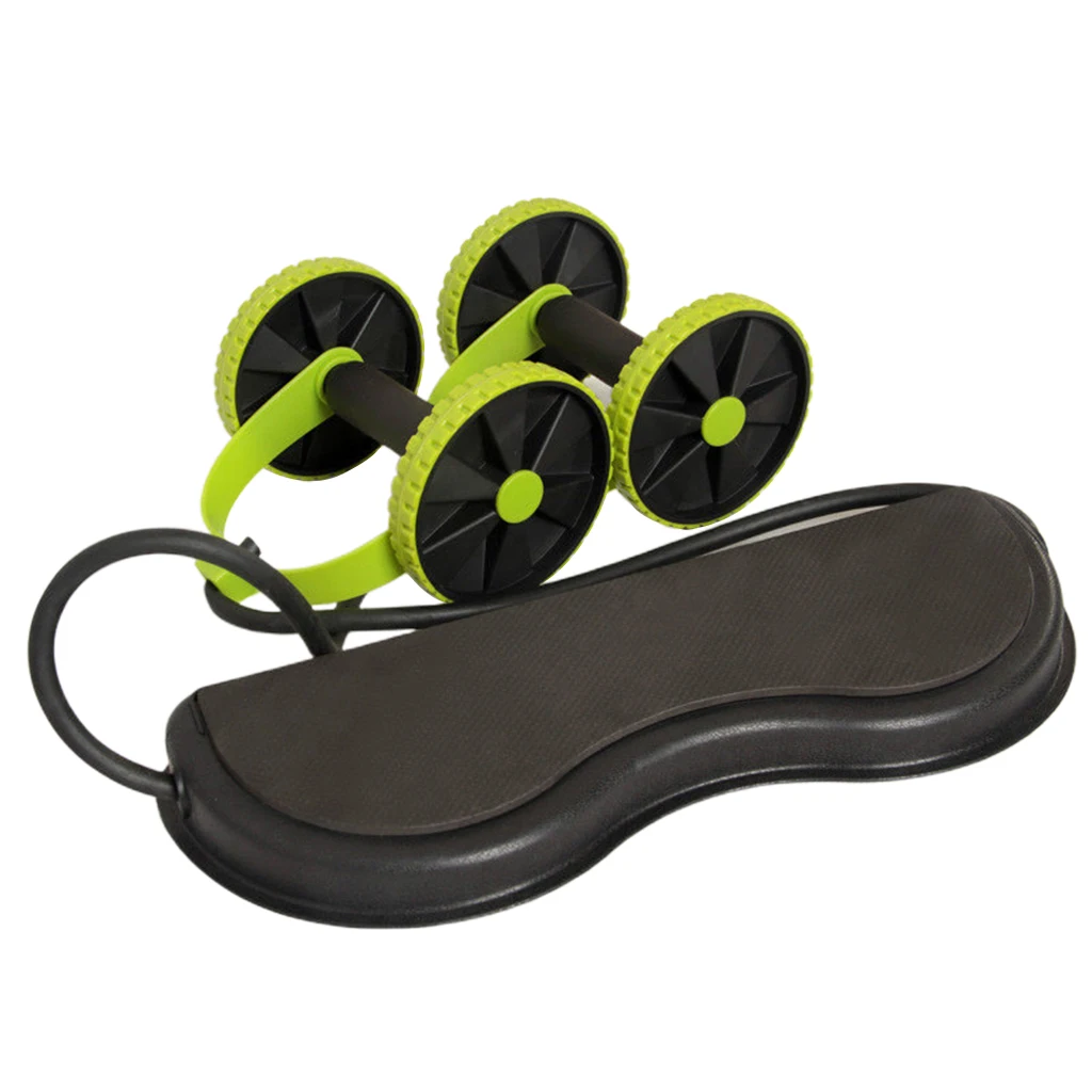 Double Wheels Ab Roller Pull Rope Abdominal Waist Slimming Exercise Equipment