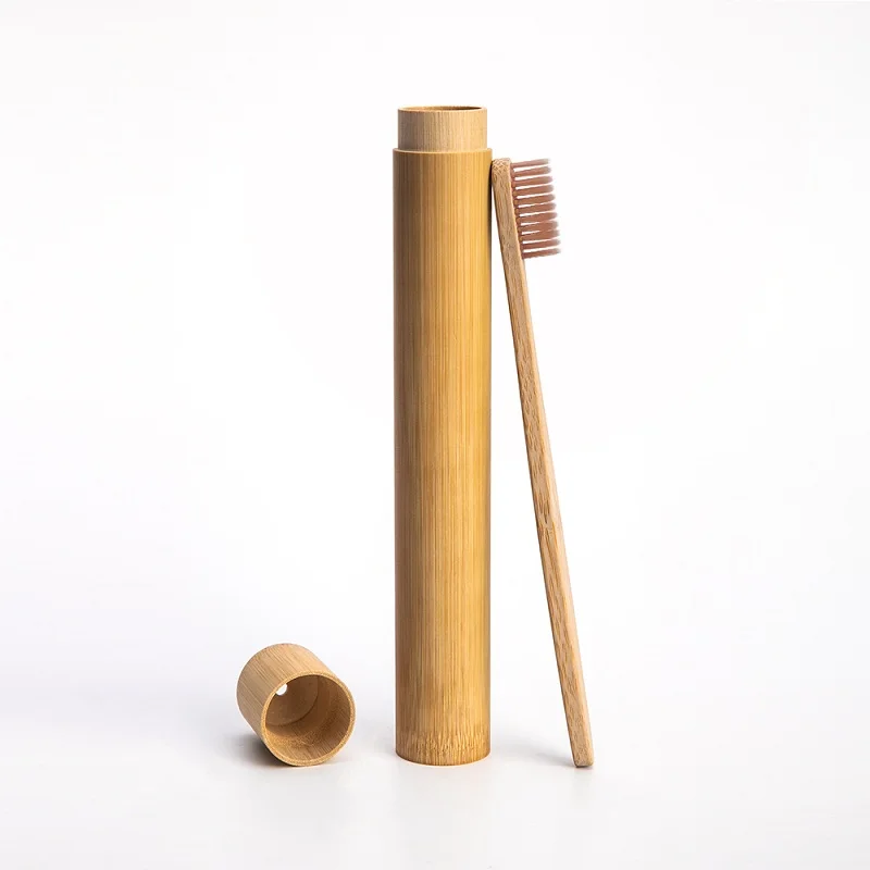 beige set 2 шт. упаковка мягкая зубная щетка "Радуга" бамбуковая трубка Экологичная многоразовая натуральная зубная щетка es чехол портативный для путешествий - Цвет: beige set
