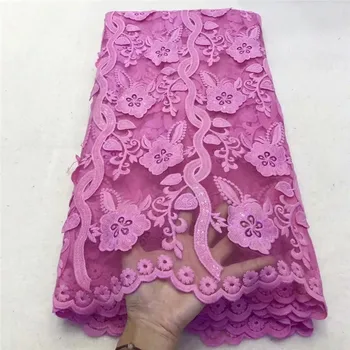 

Fashion African Mesh Lace Fabric Water soluble High Quality Sequins French Lace Fabric 3D Applique Mesh Lace For Wedding Sewing