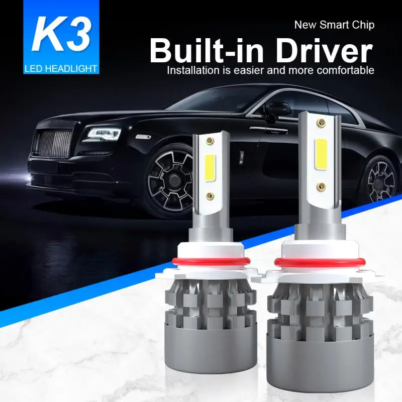 2 шт. K3-светодиодный H1 H3 H7 H11 9005 9006 Автомобильные фары DOB с 6000K холодный белый