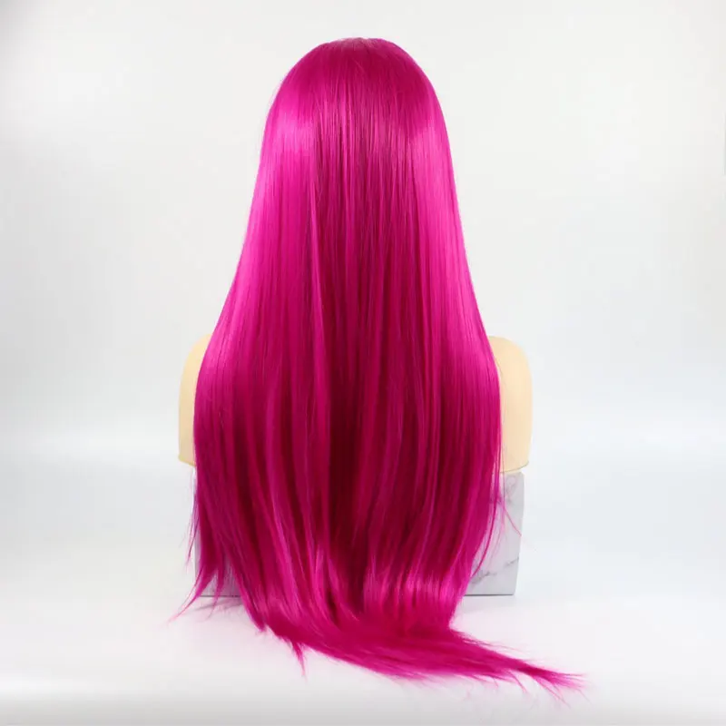 Bombshell фиолетовый розовый прямые волосы синтетический парик фронта шнурка натуральные волосы линии термостойкие волокна Волосы средний пробор для женщин