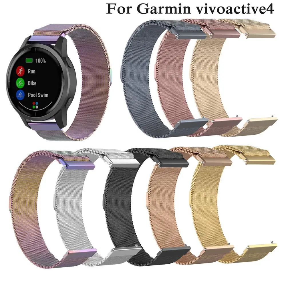 

22mm new Milanese Watch Strap Replacement Magnetic Loop Metal Wristband stainless steel Watchband For Garmin vivoactive 4 Straps