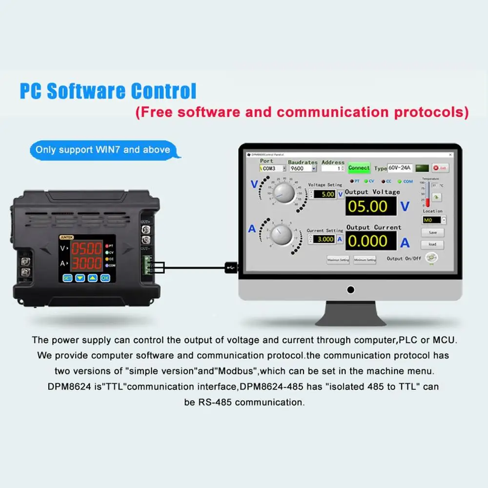 DPM8608-485 источник питания линии связи понижающее напряжение дистанционного цифрового управления постоянного напряжения тока dc-dc понижающий 60 в 8А